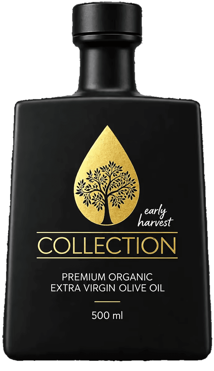 The Collection Premium Organic flask: hand-painted matte black glass, 500 ml.